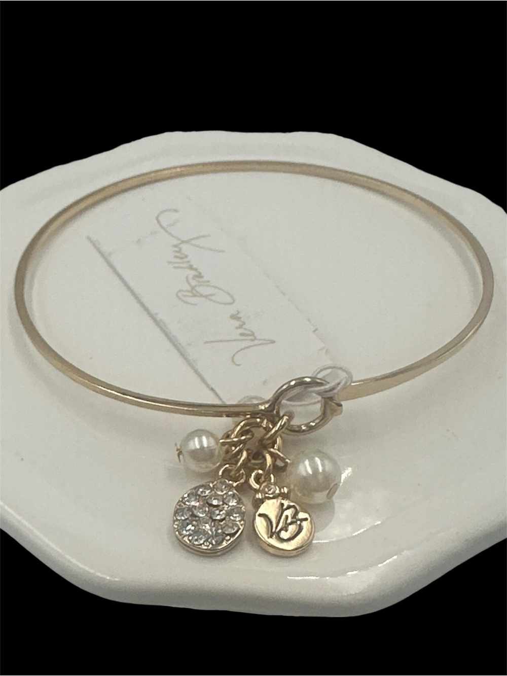 Vera Bradley Gold Tone Hook Charm Bangle Bracelet